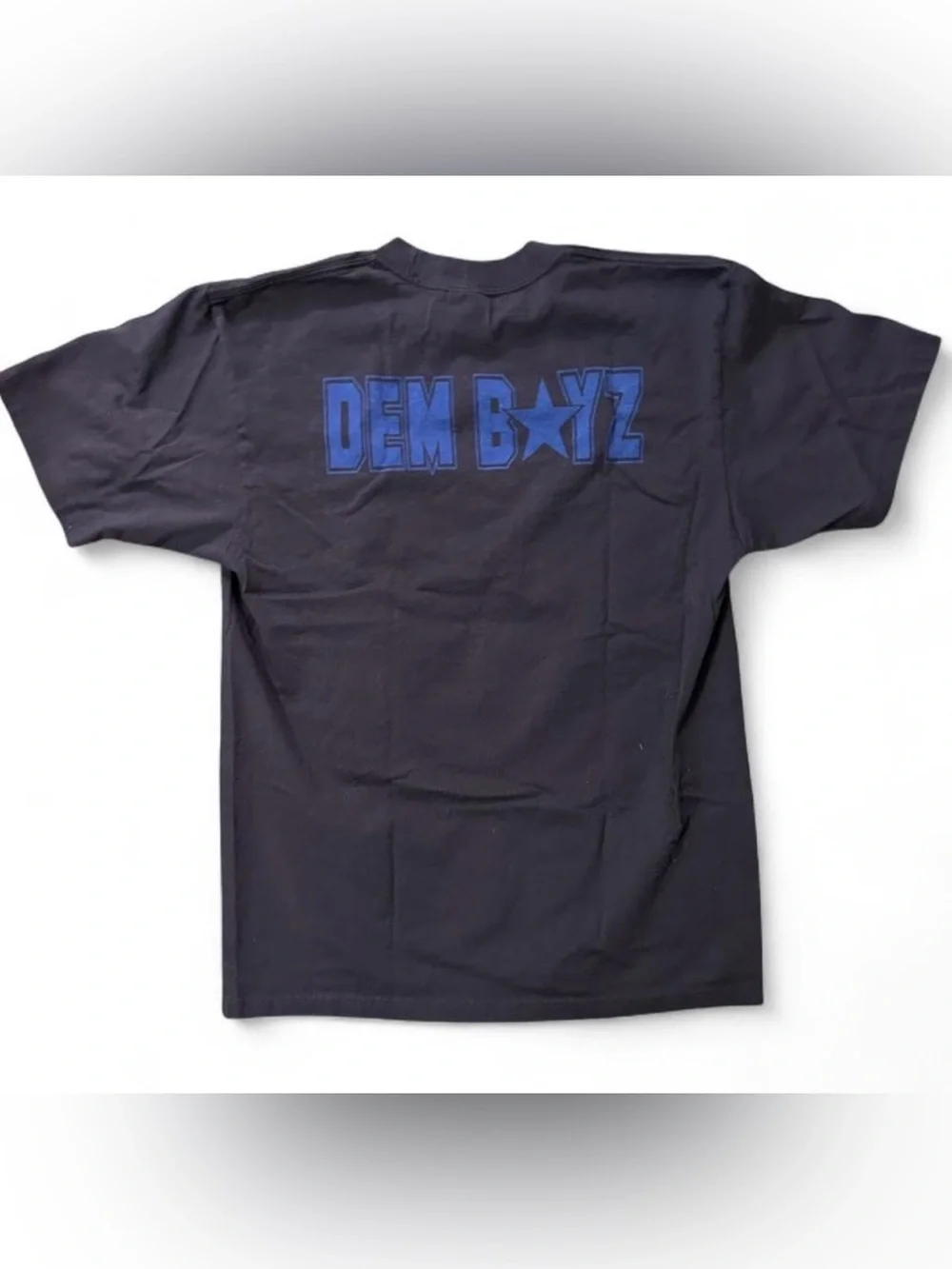 Men's Black 'Dem Boyz' Graphic Football Tee in Blue Accents
